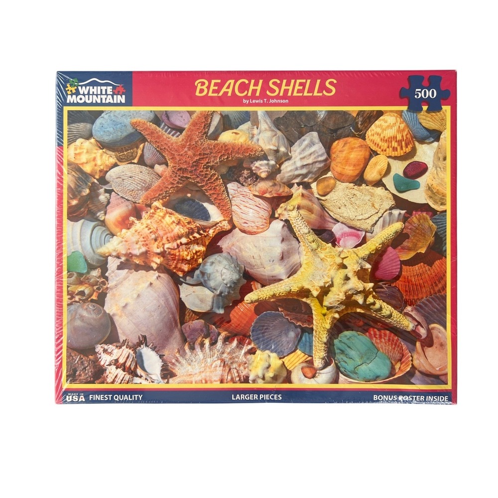 White Mountain Puzzles Beach Shells 500 Piece Jigsaw Puzzle Lewis T Johnson NEW